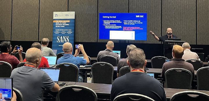 Seth Enoka presenting a SANS GIAC training session to a classroom audience